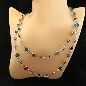 Multicolor & Silver Long Necklace NWT
